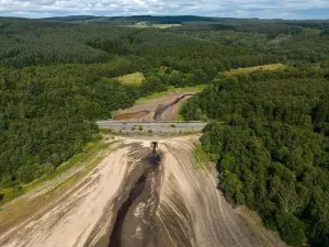 Warming Prints: Drought conditions are shown through drone shots of Stocks Reservoir Hodder valley in the Forest of Bowland