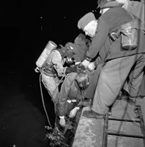 Drowning Prints: Drowning accident at the harbor, car backs I.August 1956