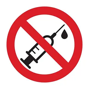 No drugs sign. No syringe sign isolated on white background