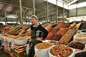 Bazar Prints: Dry fruit vendor at Osh Bazar, Central Asia's oldest and largest market