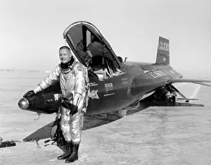Old America Prints: Dryden pilot Neil Armstrong is seen here next to the X-15 ship