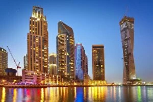 Images Dated 16th March 2012: Dubai Marina evening skyline - United Arab Emirates