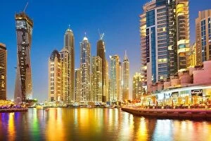 Images Dated 16th March 2012: Dubai skyline at evening, Dubai Marina (an artificial city for 120000 people), Dubai