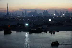 Backlight Prints: Dubai, United Arab Emirates, Dubai skyline at night