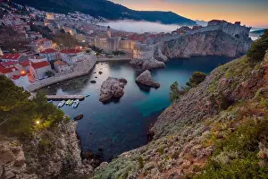 Dubrovnik, Croatia. Beautiful romantic old town of Dubrovnik during sunrise