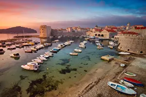 Dubrovnik, Croatia. Beautiful romantic old town of Dubrovnik during sunrise
