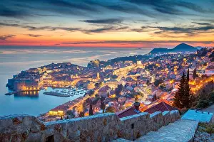 Dubrovnik, Croatia. Beautiful romantic old town of Dubrovnik during sunset