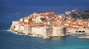 Images Dated 15th October 2012: Dubrovnik Old Town, view at Harbour and City Walls, Croatia
