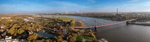 Westphalia Prints: Duisburg Ruhr Area. Rhein River. Drone Aerial in autumn