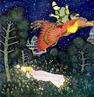DULAC Edmund (1882-1953) - Firebird, The Fairy-Book, 1916. - Art Nouveau vintage print