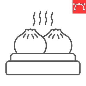 Glyph Prints: Dumpling line icon, food and asian restaurant