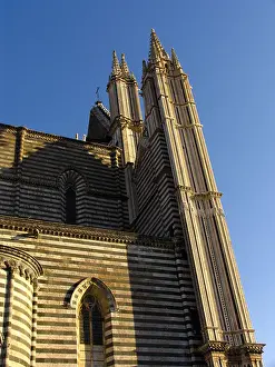 Spires Prints: Duomo of Orvieto Italy Romanesque Gothic cathedral view from side