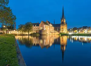 Blurred Motion Prints: Dutch city of Woerden, view of the St