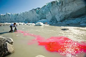 Theodolite Prints: Dye trace experiment on the melting Russell Glacier in Greenland