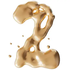 Premium Prints: Dynamic golden liquid number 2