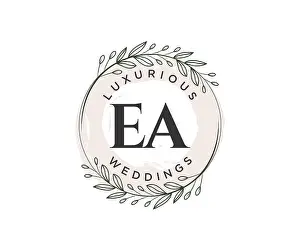 Hand Painted Prints: EA Initials letter Wedding monogram logos template