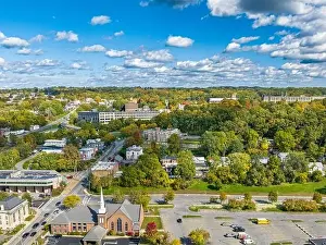 Early afternoon autumn aerial photo view of the City of Amsterdam New York