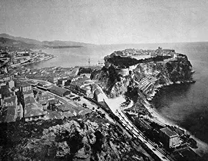 Scape Prints: Early autotype of Monaco, historical picture, 1884