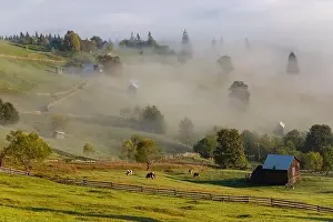 Early fall landscape in the beautiful Romanian villages