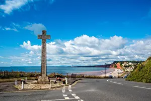 Early Morning Prints: Early morning on the Budleigh sea front and the Memorial is deserted