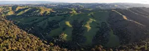 San Francisco Bay Area Prints: Early morning sunlight shines on the green hills of the east bay