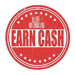 Purse Prints: Earn Cash sign or stamp on white background, vector illustration