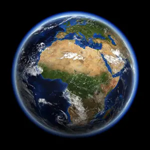 Planet Earth Prints: Earth 3d rendering. Earth space model, maps courtesy of NASA