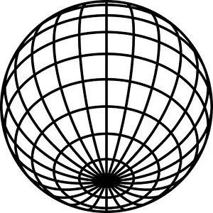 Equator Prints: Earth planet globe grid of black thick meridians and parallels