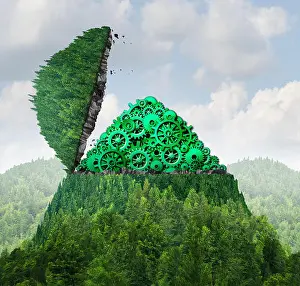 Gears Prints: Earth science or geoscience and the study of the laws of nature as a symbol of natural physics