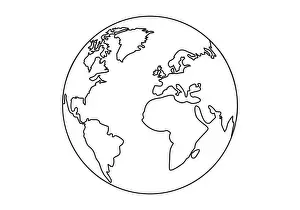 Vignetting Prints: Earth World globe continuous simple line in vector format