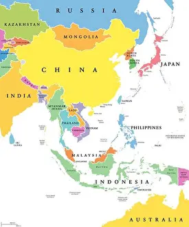 Mongolia Prints: East Asia, single states, political map