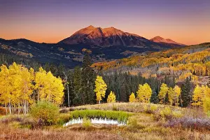 Butte Prints: East Beckwith Mountain at sunrise near Kebler Pass in West Elk Mountains, Colorado, USA