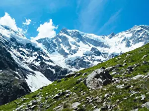 Piedmont Prints: East face of Monte Rosa in Macugnaga, summer day Piedmont Alps, Italy