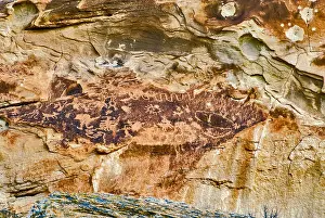 Art And Craft Prints: East Fourmile Site, Fremont culture petroglyphs art panel