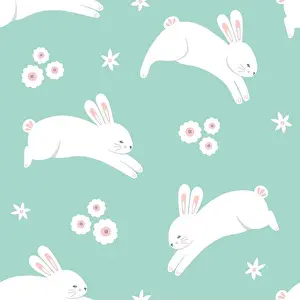 Home Décor Prints: Easter bunny pattern. Cute vector seamless repeat design background