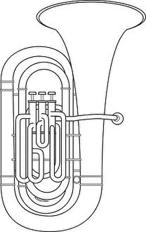 Easy coloring cartoon vector illustration of a tuba isolated on white background