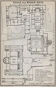 Environs Prints: ÉCOLE ECOLE DES BEAUX-ARTS floor plan. 14 rue Bonaparte, Paris 6e, 1910 map