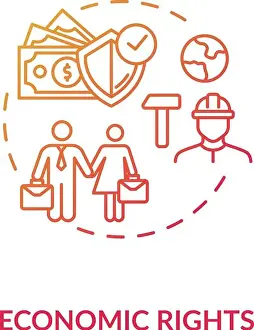 Discrimination Prints: Economic rights concept icon. Socio economic principles idea thin line illustration