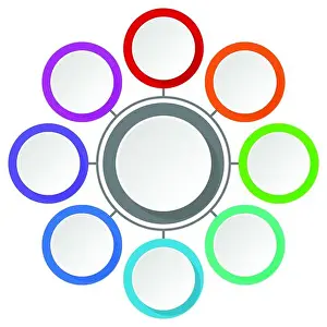 Workflow Prints: Empty editable infographic vector template for presentation with 8 options