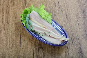 Fillet Prints: Eel fillet smoked with onion and salad leves