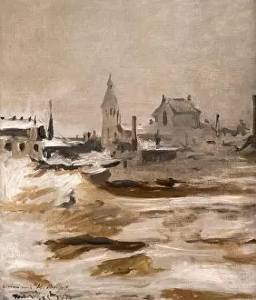 South Wales Prints: Effect of Snow at Petit Montrouge by Edouard Manet- Oil Painting Artwork