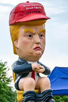 Childish Prints: An effigy of Donald Trump looms over the crowd amid protests on Independence Day at The National Mall in Washington