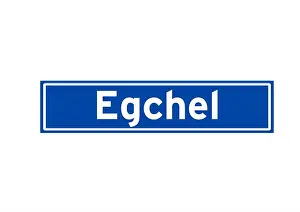 Boundary Prints: Egchel isolated Dutch place name sign. City sign from the Netherlands