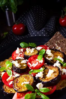 Tomatoes Prints: Eggplant grilled with aromatic feta cheese and tomatoes