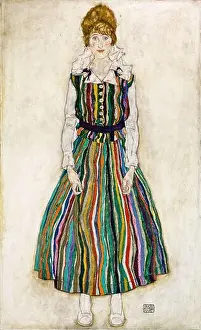 Expressionist Prints: Egon Schiele, Portrait of Edith Schiele, (the artist's wife), painting, 1915