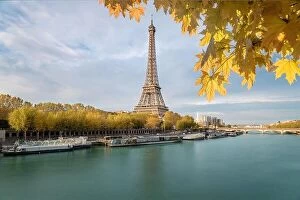 Images Dated 7th May 2016: The Eiffel tower from the river Seine in Paris, France