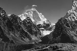 Everest Prints: Eight-thousander Makalu seen under a tiny cloud from the Three Passes trekking route in the Everest Region in Nepal