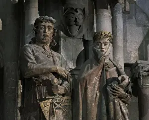Historic Quarter Prints: Ekkehard and Uta, famous medieval statues in Naumburg Cathedral, Saxony-Anhalt, Germany