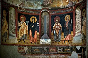 Sant Prints: El Burgal Mestre de Pedret Medieval Romanesque Fresco 11th –12th century church of Sant Pere del Burgal Fresco Spain