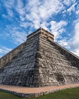 Maya Prints: El Castillo, the Castle or the Temple of Kukulkan is the largest pyramid in the ruins of the great Mayan city of